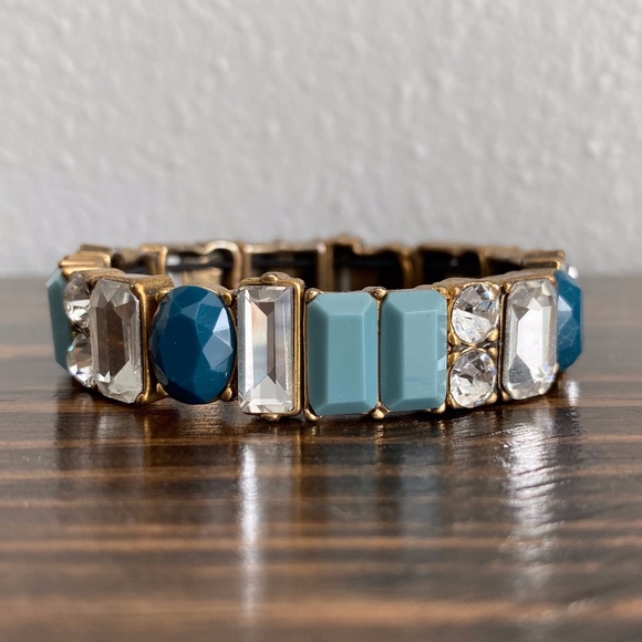J Crew Blue Crystal Mixed Stones Bracelet - Picture 1 of 3